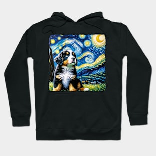 Starry Bernese Mountain Dog Portrait - Dog Portrait Hoodie